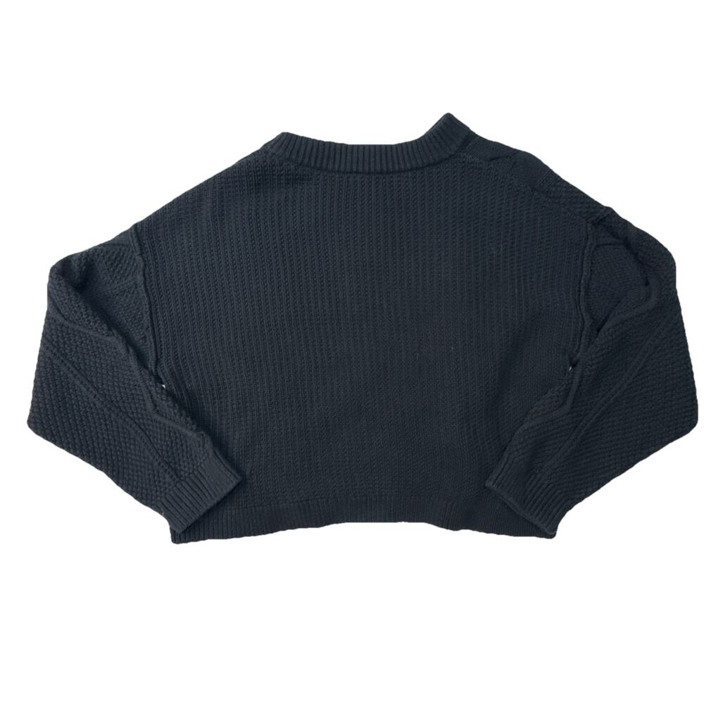Quince 100% Organic Cotton Cropped Cable Crew Sweater Black Size XL - Picture 7 of 7